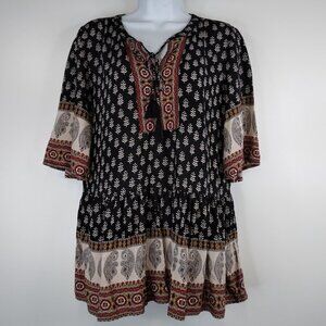 Beachlunchlounge Paisley Boho Short Sleeves Tunic Top Size S